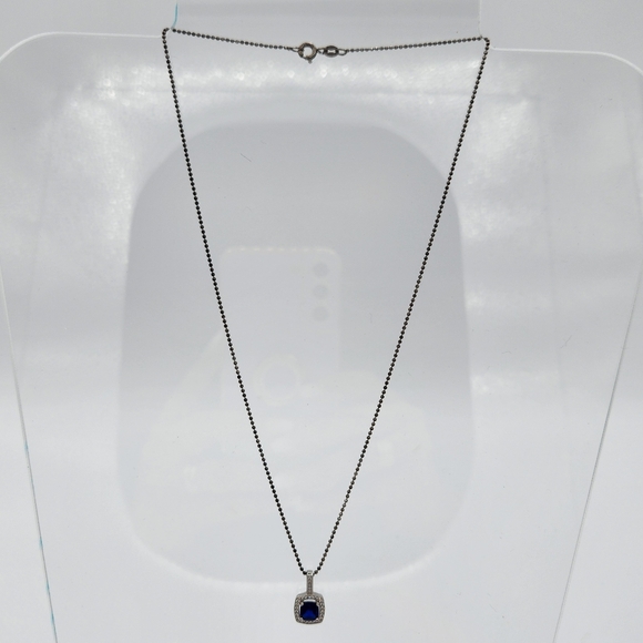 925 Sterling Silver Necklace with Sapphire Pendant BSI made in Italy - Picture 4 of 9
